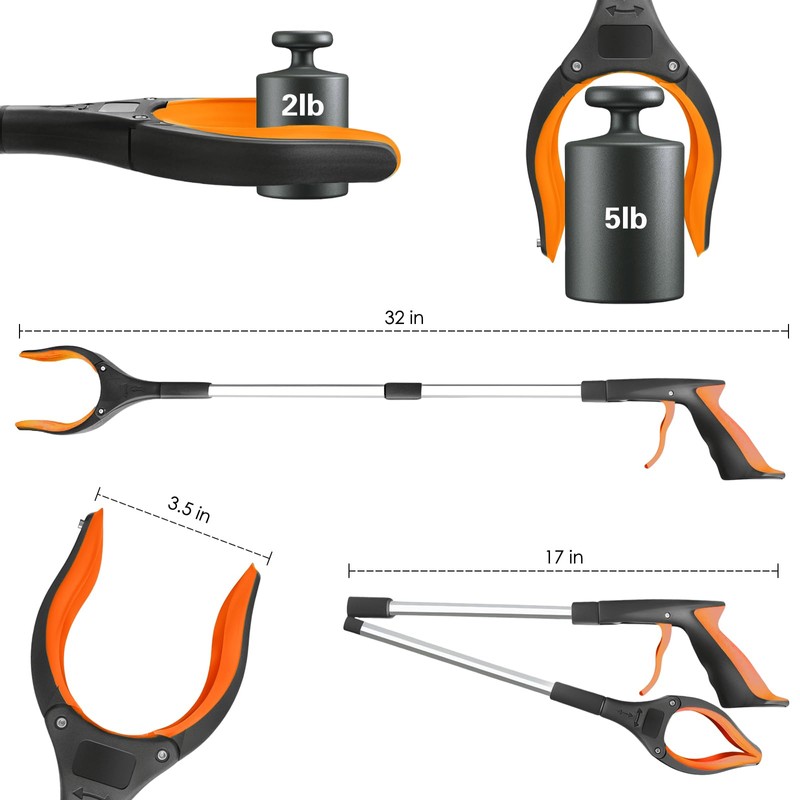 32" Grabber Reacher Tool, 1-Pack Foldable Reacher Grabber Pickup Tool
