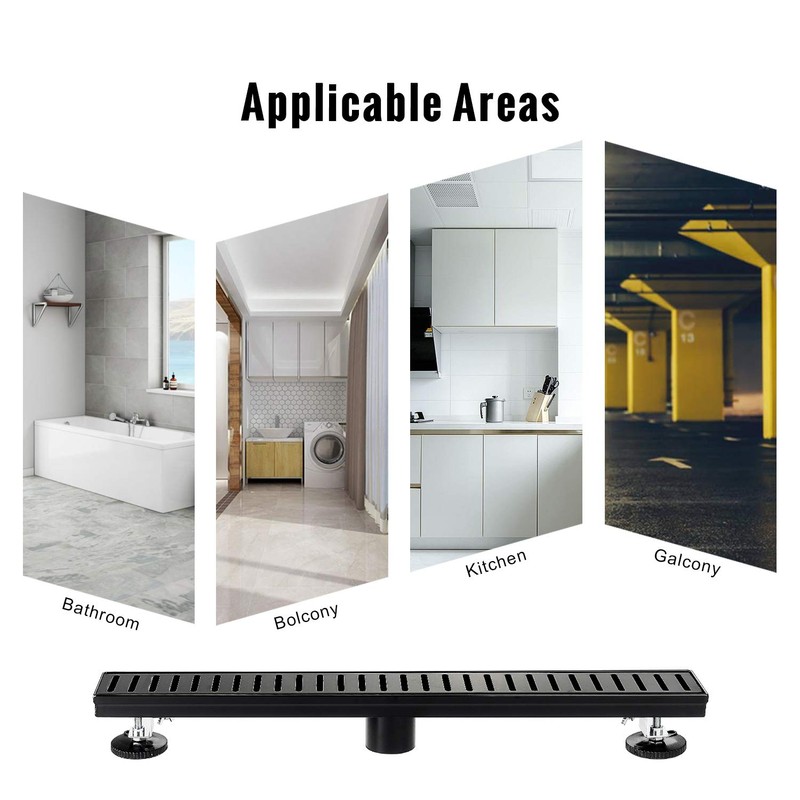 SaniteModar Linear Shower Drain 60 inch Matte Black with Removable