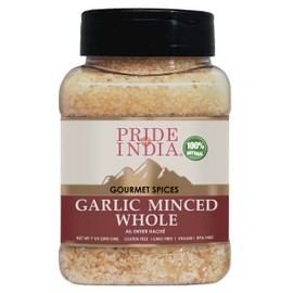 Pride Of India - PACK of 6 - Garlic Minced Whole 6.5 oz (184gm) | Made from whole, fresh garlic cloves to give finely grated uniform strips | Non-Bioengineered, Vegan, Gluten-Free