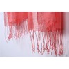 Prettystern Linen Plain Colour Unisex Summer Fringe Scarf, T14 Red