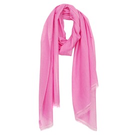 Bovari Women's Pashmina Cashmere Scarf - 70% Cashmere 30% Silk - Extra Light - 200 x 70 cm, Pink