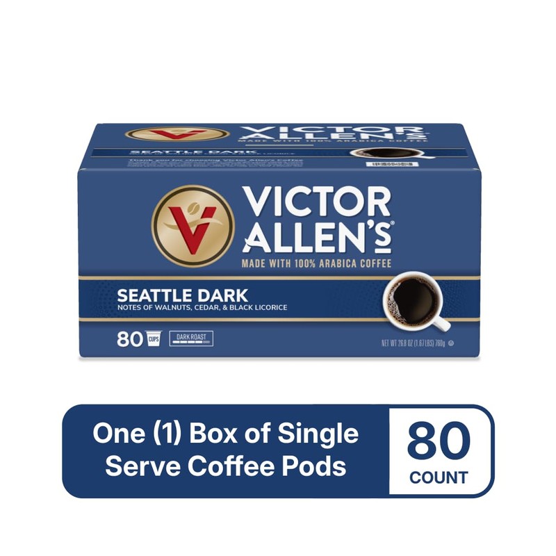 Victor Allen's Coffee Seattle Dark, Dark Roast, 80 Count, Single