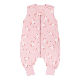 WYTbaby Baby Sleeping Bag with Feet, 0.5 Togs, 100% Cotton Sleeping Bag with Legs, Sleeveless, Small Children's Summer Sleeping Bag with Feet, Boys and Girls, 90 cm / Baby Height 90-100 cm, Pink Pony