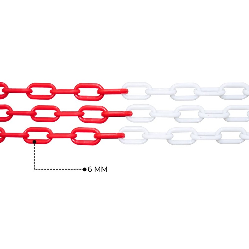 10 Meter 6MM Thickness Plastic Chain - Red & White,