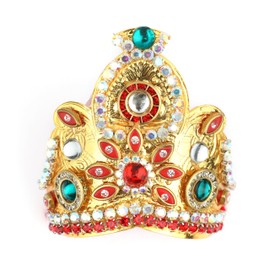 Designer God Goddess Mukut Set for Ganesh G/Laddu Gopal/Devi Maa/Radha Krishna Haar Sringar Set Deities jewellary for All God Idol Statue for Indian Traditional Navratri Decoration(Size:- 3" X 2")