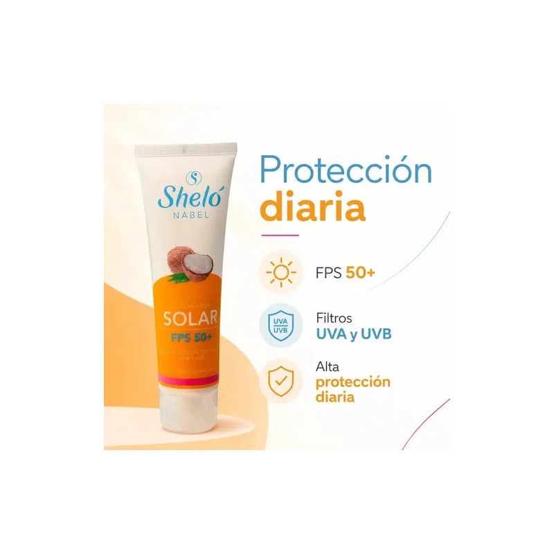 Protector Solar Sheló Fps 50+ Bloqueador Rayos Uv Natural