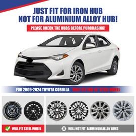 I1MOTOR 16" Hubcaps Wheel Rim Cover Replacement Compatible with 2017 2018 2019 Toyota Corolla, Snap On Steel Wheels, 16 Inch Hub Caps Set of 4, ABS & PP Material, (Black Lacquer)