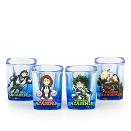 JUST FUNKY My Hero Academia Set of 4 Heros 2 oz Square Shot Glasses, from The Anime Series