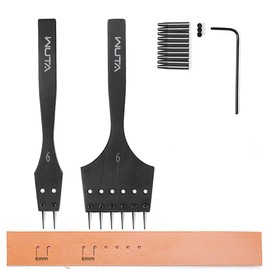 WUTA Removable Circle Leather Hole Punch Lacing Stitching Professional Working Hand Tool Kit Round Hole Puncher Craft Chisel Cutting Punches Kits 2nd Generation 6mm-(2+6)