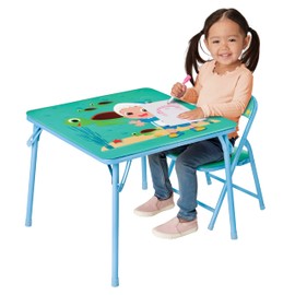 CoComelon Table & Chair Set for Toddlers 24-48M, Includes 1 Table & 1 Chair - Sturdy Metal Construction, Table: 20" L x 20" W x 16.4" H, Chair: 12" L x 11.6" W x 17.7" H - Weight Limit: 70 lbs