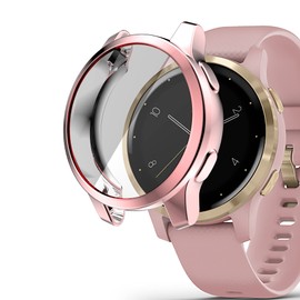 [5Pack] RICHONE Compatible with Garmin Vivoactive 4S / Venu 2S 40mm Screen Protector Case, Soft TPU Cover All-Around Shockproof Bumper Frame (Black+Silver+Gold+Pink+Rose Gold, 40mm)