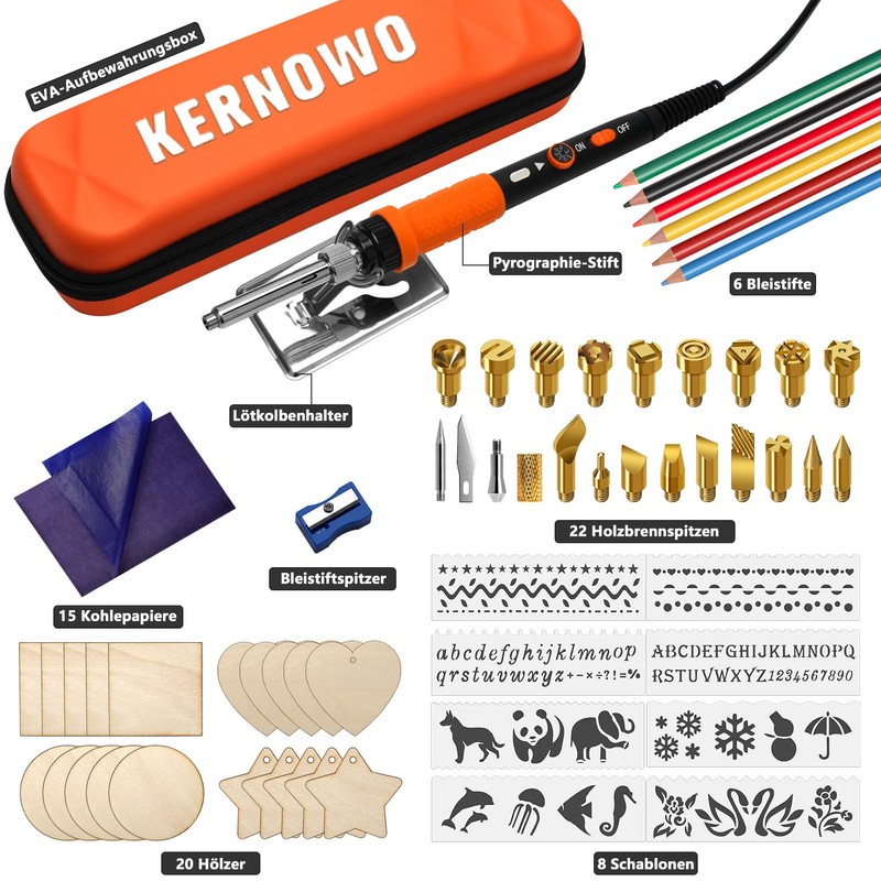 Pyrography Soldering Iron Set, 76-Piece Burning Tool with Adjustable Temperature