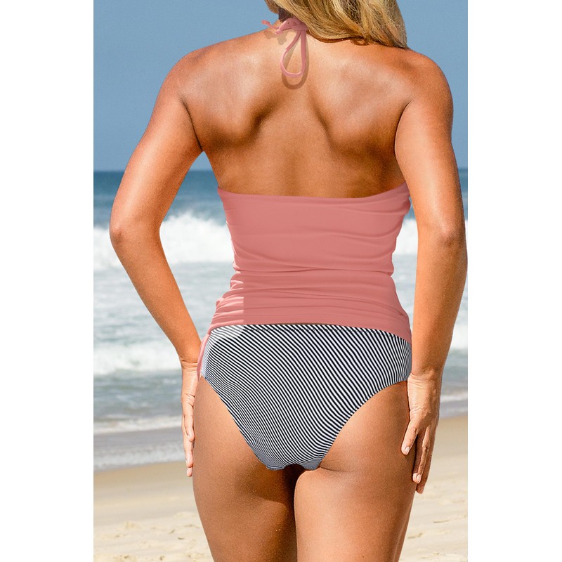 Beachsissi Women's Two-Piece Swimsuits, Padded, Side Drawstring, Swimwear, Halterneck Leopard