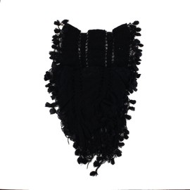 Cozzy Land Tassel knit Scarf-Black-14 inches wide x 60 inches long