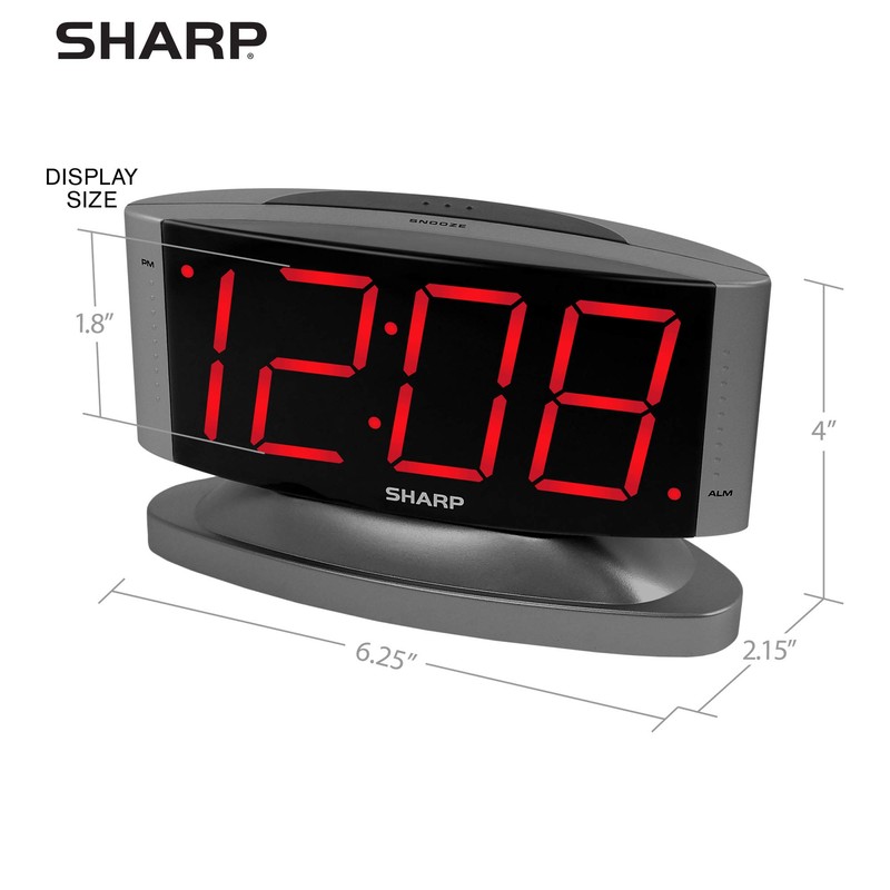 Sharp Home LED Digital Alarm Clock – Swivel Base -