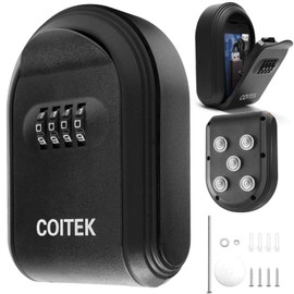 Magnetic Key Holder Under Car,Magnetic Key Box with Combination Lock, Car Window Safe Box with 5 Strong Magnet,Waterproof Hide Lock Box for Vehicles(Black)