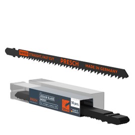 Presch Jigsaw blades Wood 10 pcs. (Fast, straight, extra long) - Rapid, straight cut (5-120mm) - Durable T-shank blades for all jigsaws - Long jigsaw blades for wood for chipboard, softwood and more