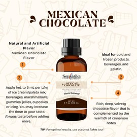 Mexican Chocolate N&A Flavor Sensatika 4 fl oz - Natural and Artificial Food Flavor for coffee syrups, baking, ice cream and desserts