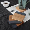 LiWiBet Acacia Wood Black Marble Coasters for Drinks Set of