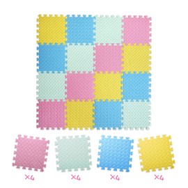 Tamiplay 16 Tiles Foam Play Mat for Baby, Soft & Safe EVA Foam Mats for Floor, Square Baby Play Mat, Colored Kids Foam Puzzle Floor Mat, 47x47 Play Mat for Playpen(Pink/Yellow/Light Blue/Green)