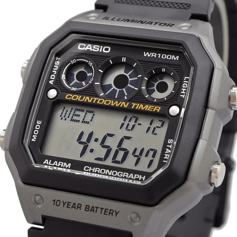 Casio AE-1300WH-8A AE1300WH-8A Sports Digital Black Gray Men's Watch, Belt