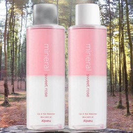 APIEU Eye Makeup Cleanser Waterproof Remover for Sensitive Skin Mineral Large Capacity Sweet Rose Lip & Eye Remover 2 Pieces 250ml / 어퓨 아이 메이크업 클렌저 민감성 피부용 워터프루프 리무버 미네랄 대용량 스윗로즈 립앤아이 리무버 2개 250ml