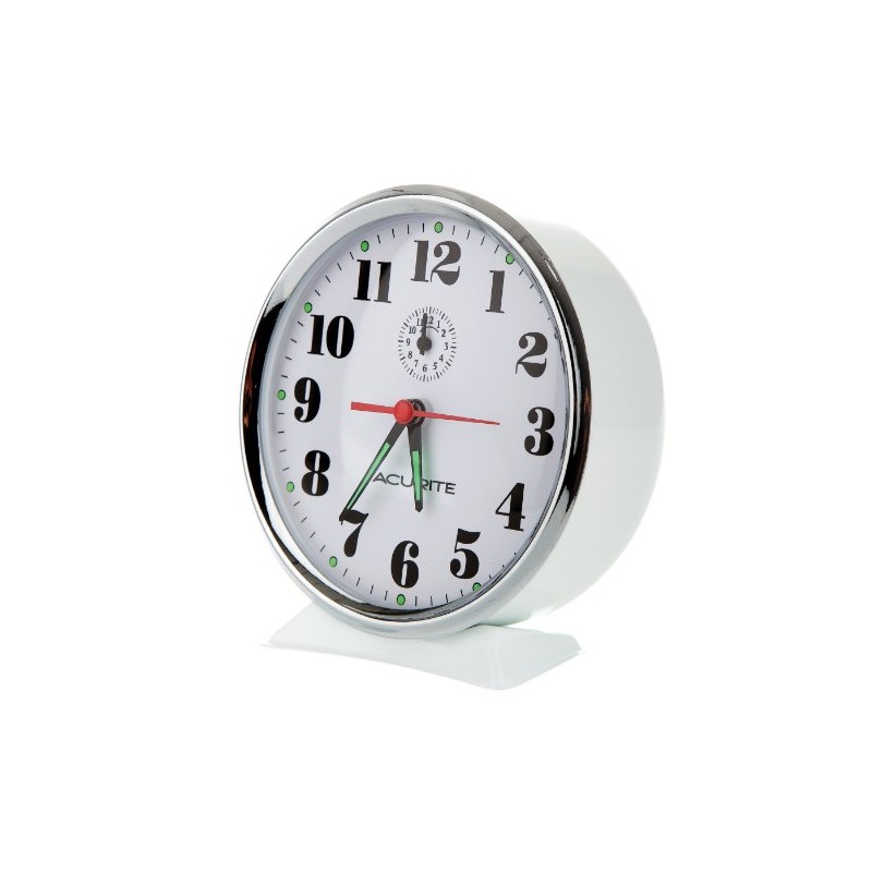 AcuRite 15606 Vintage Alarm Clock, White