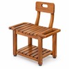 23.4 Inch Acacia Wood Shower Chair with Removable Backrest, 450