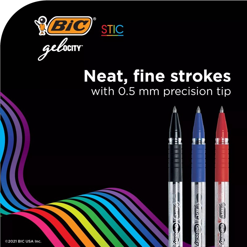 BIC Gelocity Smooth Gel Pens 42 Count Assorted Colors 0.7mm