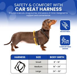 FidoRido Dog Car Seat - Pet Booster Seat for Small to Large Dogs with Comfortable Cushions, Sherpa Cover, and Safety Straps, Easy to Install, Ideal for Travel, White Black Paw Prints - Small Harness