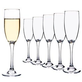 CZUMJJ Glass Champagne Flutes Set of 6, Elegant Long Stem Champagne Glasses Set for Wedding, Party, 6oz Good for Sparkling Wine