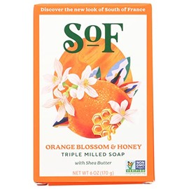 South Of France Triple Milled Soap Bar, Orange Blossom & Honey, Cruelty Free, Gluten Free & Non-GMO, 6 Ounce (Pack of 3)