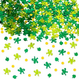 St.Patrick's Day Confetti Lucky Clover Shamrock Gold Round Shape Glitter Metallic Foil Table Scatters Confetti for St.Patrick's Day Decorations Irish Confetti Party Sets