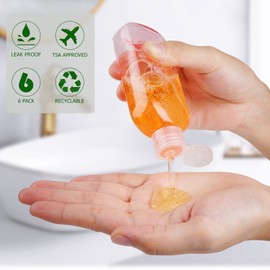 Kitchen GIMS Travel Bottles for Toiletries 6 Pack 3.4oz/100ml with Flip Cap Empty Squeeze Bottles Travel Toiletry Bottles for Shampoo, Conditioner & Lotion with Lables