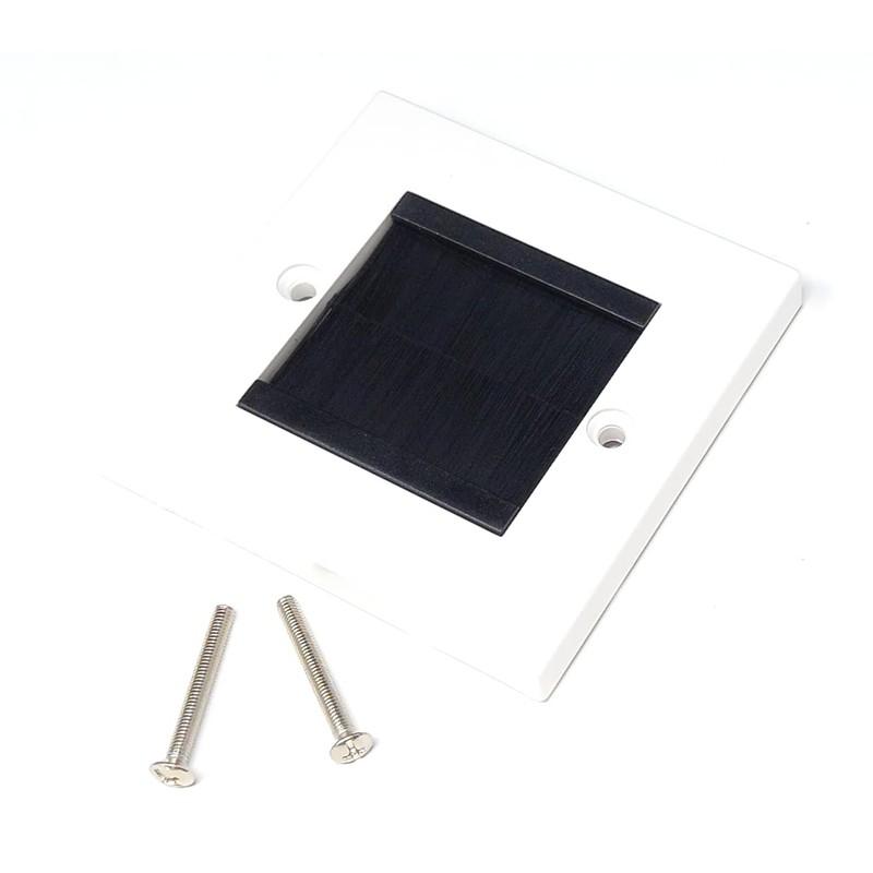 White Brush Plate Faceplate Wall Mounted Installation Tidy Cable Pass