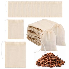 Pack of 30 Spice Bags, Spice Bags for Cooking, Tea Bags Made of Cotton, Reusable Muslin Bags with Drawstring, Tea Bags for Self-Filling, Mesh Bags for Tea, Coffee, Filter, Spices