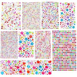 10 Sheet Gem Stickers,3514 Pcs for Crafts, Self-Adhesive Rhinestone Jewel Bling Stickers Assorted Shapes Multicolor Bling Gems for DIY,Crafts self Adhesive