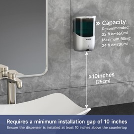 AIKE Wall Mount Automatic Soap Dispenser for Liquid Soap Battery Operated Silver, Model AK1216