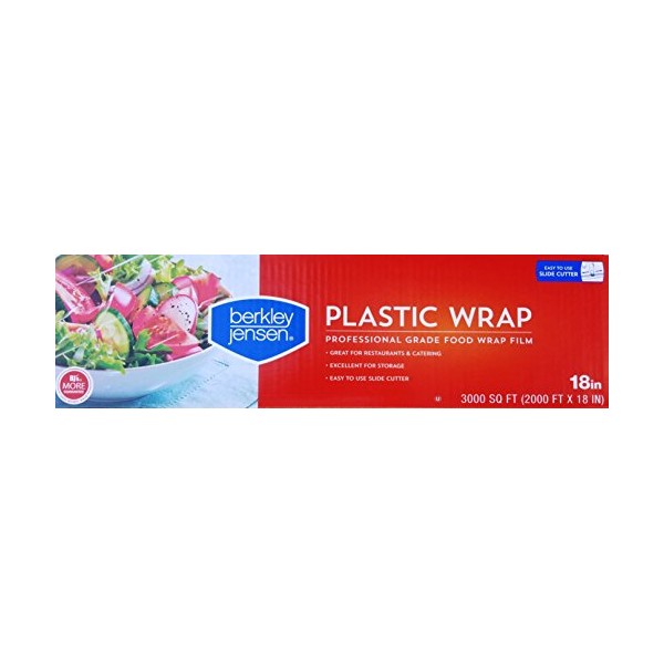 Berkley Jensen Professional Plastic Wrap with Cutter Slide 3000 Foot X 18 Inches Food Service Film (18 Inch)