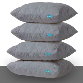 Pillow Protectors 4 Pack Cover Grey, Anti Allergy Zipped Pillows Protector, Machine Washable Quilted Pillow Case, Soft & Breathable - 50 x 75cm