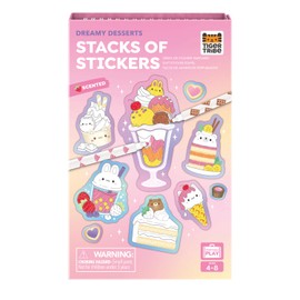 Tiger Tribe Scented Stacks of Stickers (Dreamy Desserts) - Kids Sticker Set with Markers, Includes Magnetic Box For Storage, Fun Crafting & Stationery Activities, Gifts For Children, Age 4 Years Old +