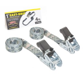 PowerTye Mfg Endless Ratchets - 1in x 4ft Easy Grip (no Hooks) - 400 lb. Working Load Limit / 1,200 lb. Break Strength - Digital Camo 2-Pack