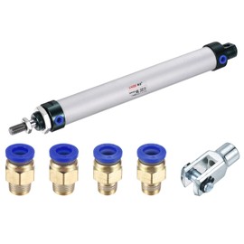 MECCANIXITY Pneumatic Air Cylinder Double Action MAL25X175 25mm Bore 175mm Stroke with Y Connector and 4Pcs Quick Fitting Set