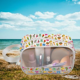 PXTIDY Cinco De Mayo Clear Makeup Bag Mexican Festival Party Gifts Nacho Average Fiesta Coquette Bow Cosmetic Organizer Case