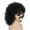 Yuehong Men Black Curly Fluffy Jumbo Afro Wig 70s 80s