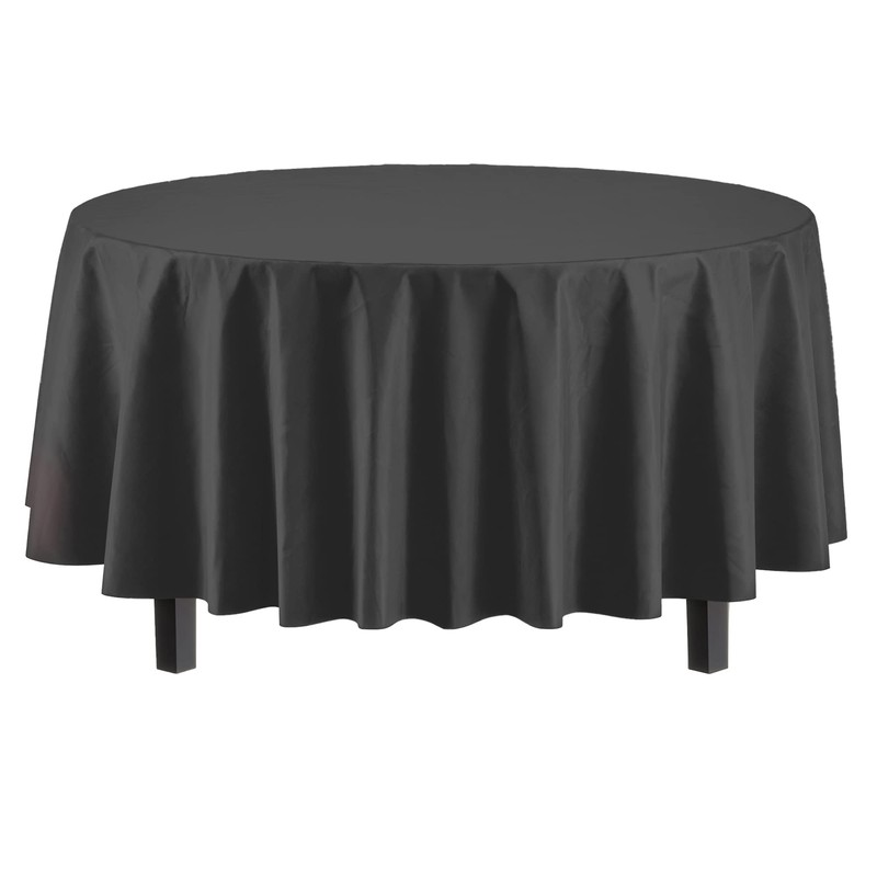 Party Solids 6-Pack Premium Plastic Tablecloth 84in. Round Plastic Table