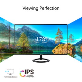 ASUS 27” (27-inch viewable) Eye Care Monitor (VZ27EHF) - Full HD (1920 x 1080), IPS, 100Hz, 1ms, Frameless, Adaptive-Sync, HDMI, Low Blue Light, Flicker Free, Ultra-Slim Profile, 3 Year Warranty