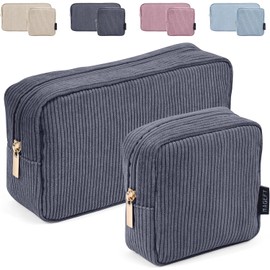 MAGEFY Bolsa de Maquillaje Pequeña de Pana Cosmetiquera para Mujer Bolsa de Cosméticos de Viaje Bolsas Esenciales con Compartimentos