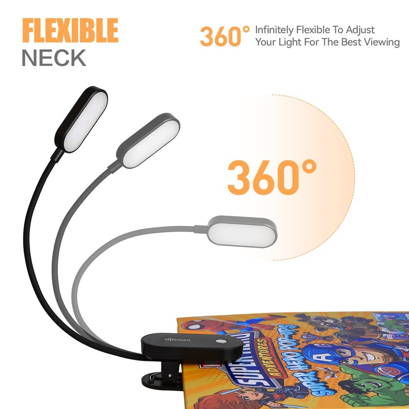 VAVOFO Rechargeable Book Light, 14 LEDs Eye Care Clip On