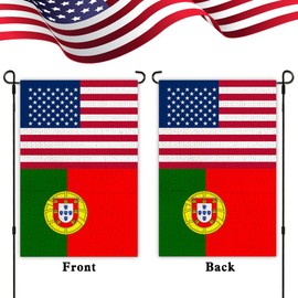 Portugal USA Friendship Garden Flag12x18 in Burlap Outdoor Banner for Patio Yard with Double Side
